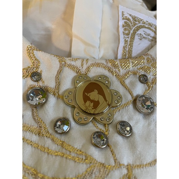 Disney Princess Mulan Girls Dress Gold Floral Jeweled Size 4 Party Holiday EUC - Picture 3 of 7